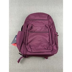 Reebok Backpack Men Purple Jaylen 20L Multi Pocket Zip Logo Travel School Light‎